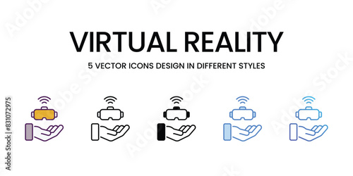 Virtual Reality icons vector set stock illustration.