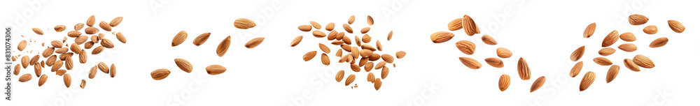 Scattered pile of fresh almonds, cut out - stock png. Scattered pile of fresh almonds, cut out - stock png.