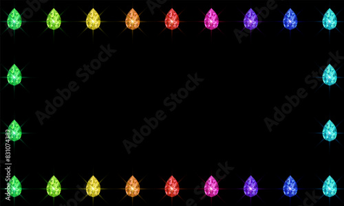 Colorful gems background. Sparkling crystals. Vector illustration.