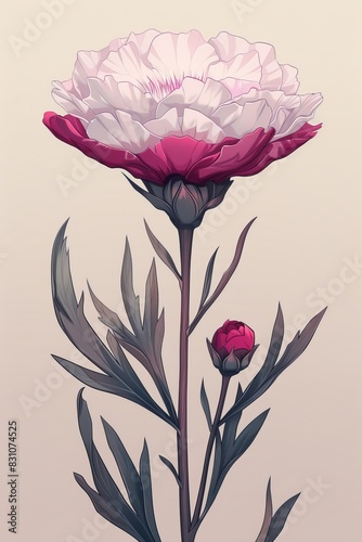 Pink and White Flower on Stem