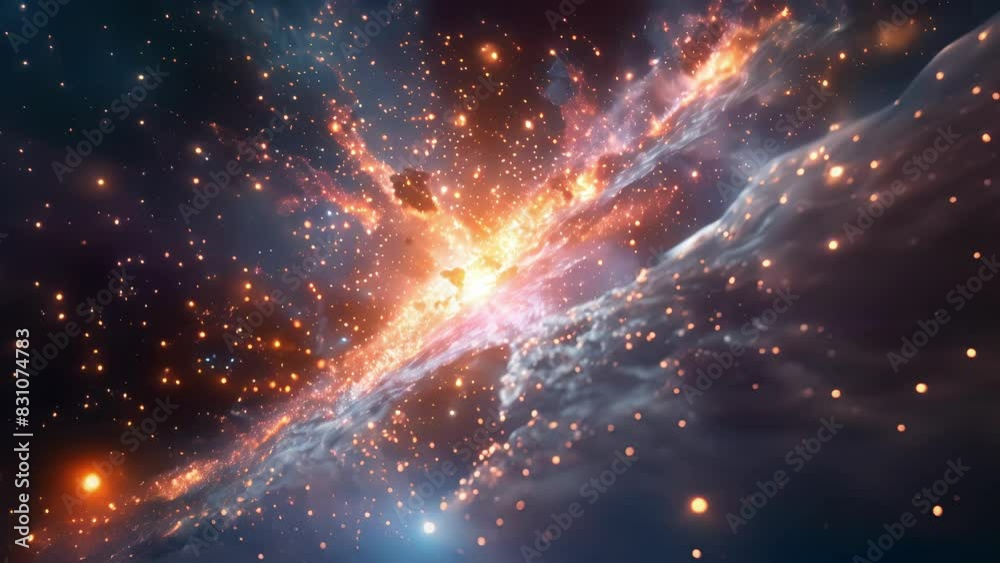 The expedition encountering a of highly unstable particles creating a breathtaking display of light and energy.