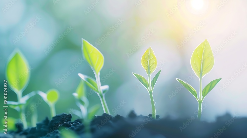 Fototapeta premium Growing sustainability and success concept Business common goals and strategies Sales growth performance new action plan goals success Business improvement resolution adaptation and re : Generative AI