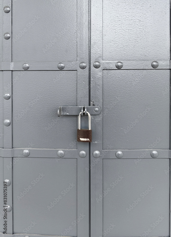 Iron gray door with lock