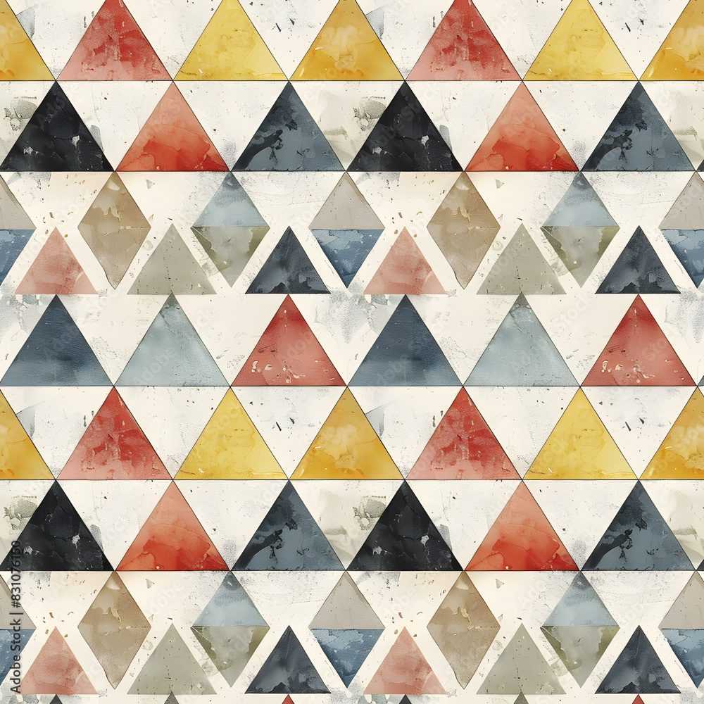 Fototapeta premium A watercolor modern geometric pattern of triangle made such beautiful abstract