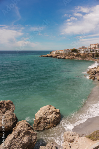 Elevated view of the rocky beaches of Nerja 