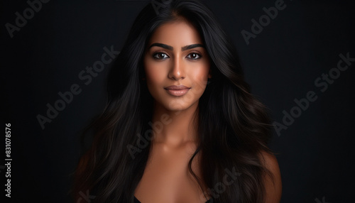 young indian woman with long hair