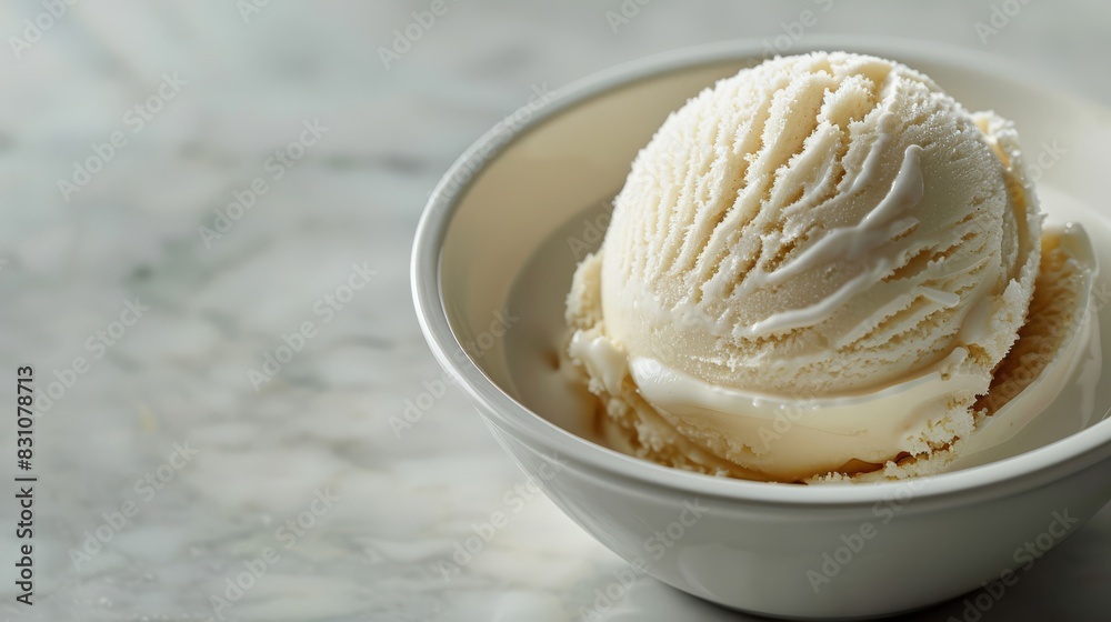Vanilla Ice Cream in White Bowl
