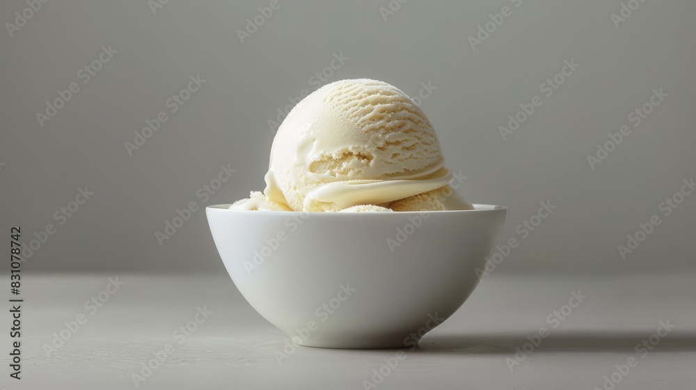 Vanilla ice cream in a white bowl Vanilla ice cream in a white bowl