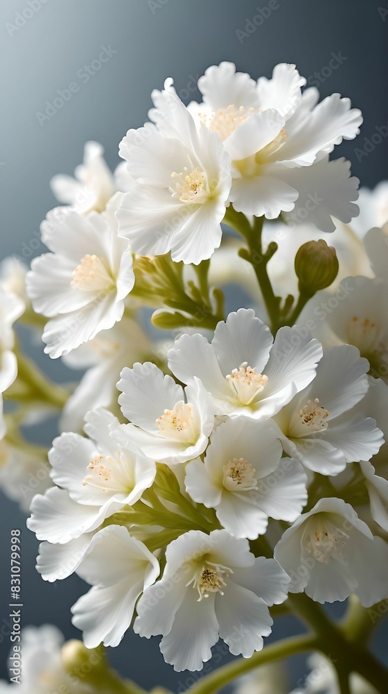 Obraz premium Close up of soft white coral flowers in full bloom, creating a delicate and ethereal floral composition.
