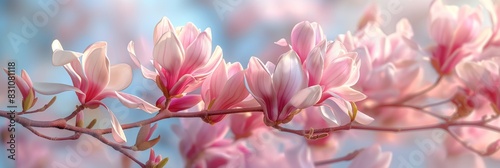 Pink Spring Magnolia Flowers in Full Bloom © Peter