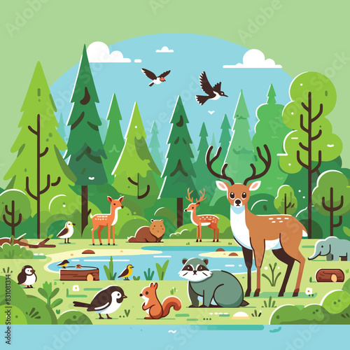illustration of wildlife preservation in the forest