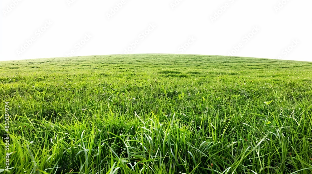 Obraz premium lush green grass field isolated on white fresh spring nature cutout
