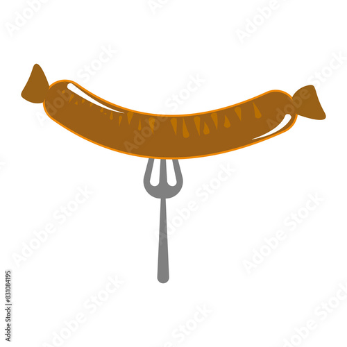hot dog on a fork