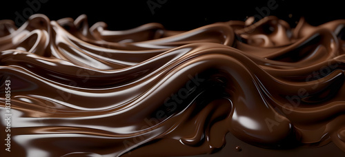 Background with liquid chocolate. Chocolate nougat cream illustration. 