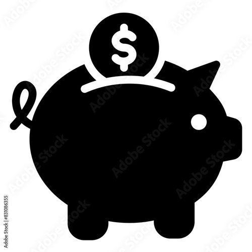 Piggy Bank Icon in Solid Style