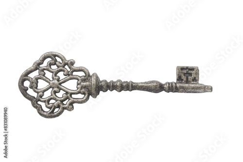 Ornamental Silvertone Key Background Removed photo