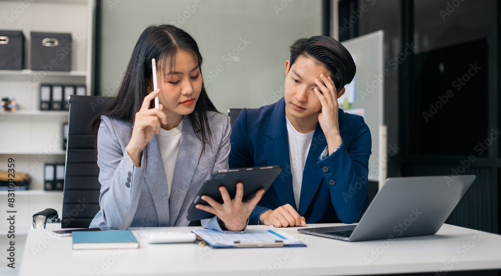 Fototapeta premium business team are under stress from working for poor work.