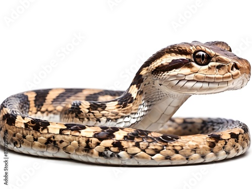 A Sawscaled Viper snake on a white background. AI generated image