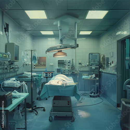 Modern Surgical Room with Advanced Equipment, Clean and Sterile Environment, Hospital Operating Theater, Healthcare Facility, Medical Technology, 4K Wallpaper, Poster