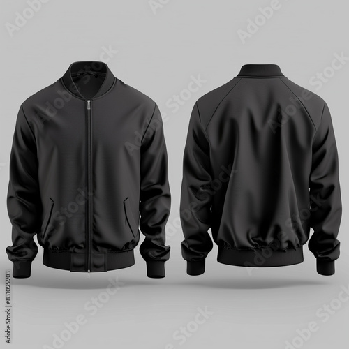 Fashin Bomber Jacket Isolated on neutral Background, Classic Men's Outerwear for Fall and Winter, Fashion Apparel Mockup for Online Store, T-shirt and Print on Demand photo