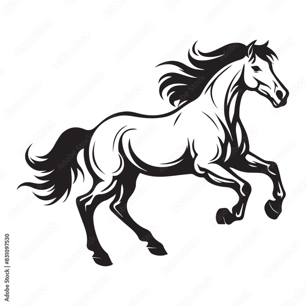 Black simple horse icon logo design, vector illustration on white background