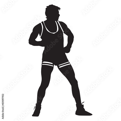 Flat college wrestler icon design, black vector illustration on white background