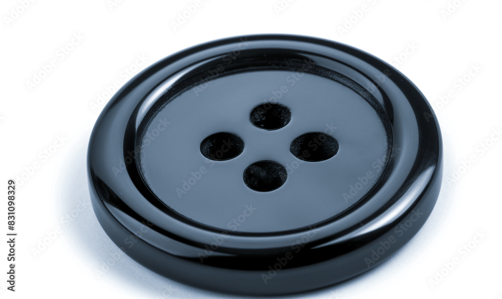 AI-generated illustration of Single black button on white surface AI-generated illustration of Single black button on white surface