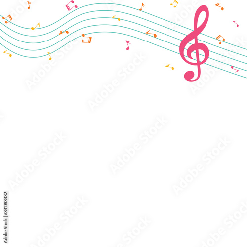 Decorative colorful Music notes background, musical notes