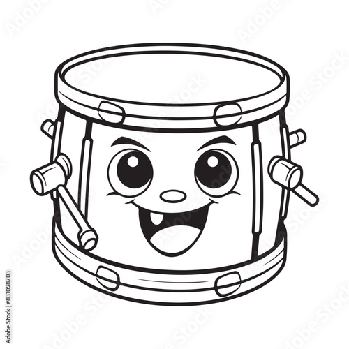 Cute simple drum icon, black vector illustration on white background