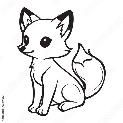 Cute simple fox icon logo, black vector illustration on white background