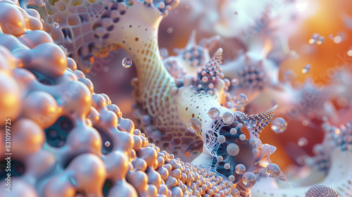 3D abstract background of molecules connected together in harmony creating an entire micro-world.