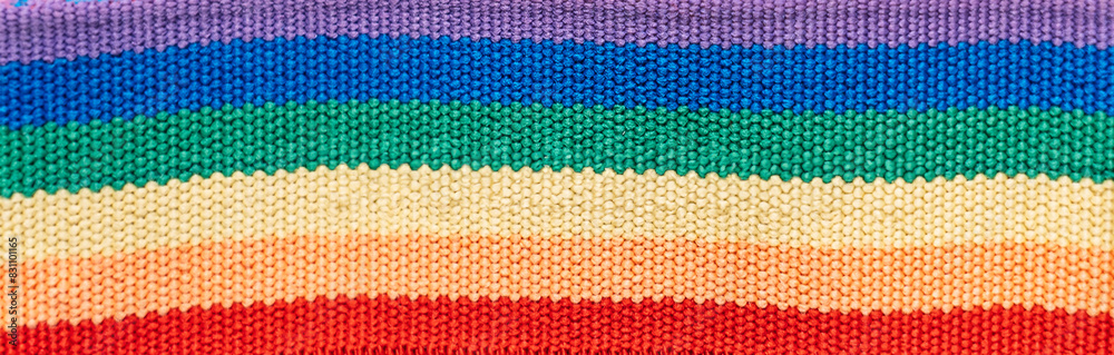 Background closeup of knitted LGBT flag. Background closeup of knitted LGBT flag.