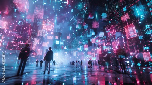 Wallpaper Mural Group of People Standing on Top of a Street Torontodigital.ca