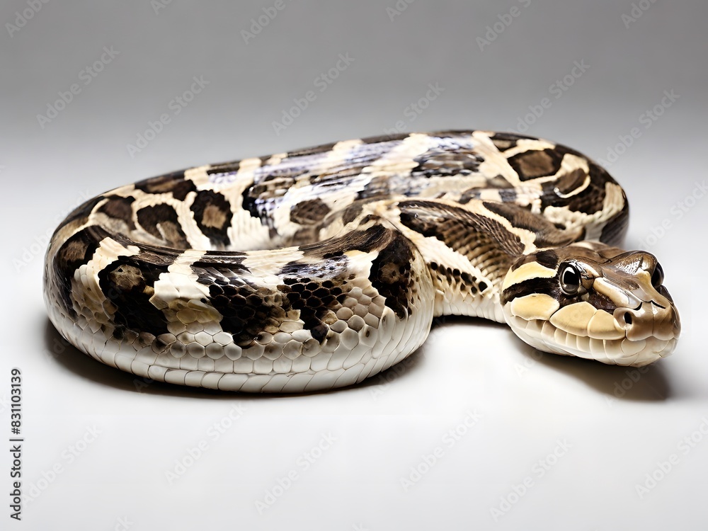 A Burmese Python snake on a white background. AI generated image A Burmese Python snake on a white background. AI generated image
