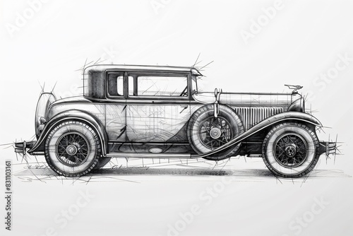 Old car with shattered windshield and damaged front wheel