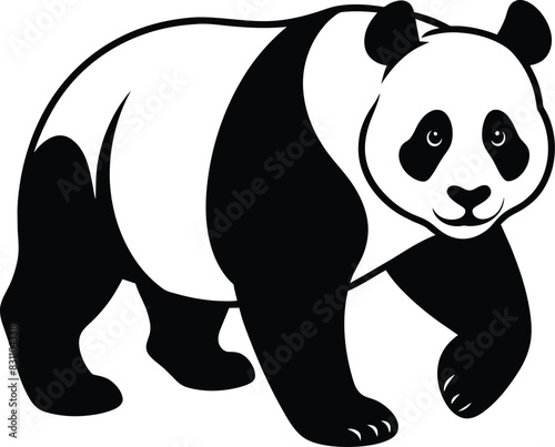 panda walking logo, Illustration Of Panda Walking, panda isolated on a white background