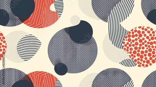 Seamless pattern of minimalistic circles and lines, arranged in a repeating geometric design for a contemporary feel photo