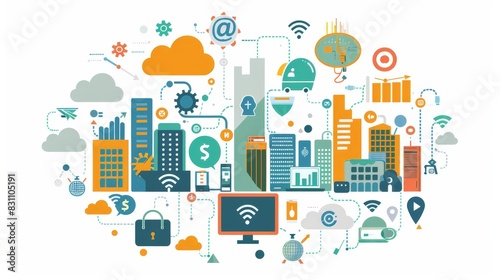 Design a visual aid showing the impact of the Internet of Things (IoT) on data generation and analysis. Include examples of IoT applications in various industries.