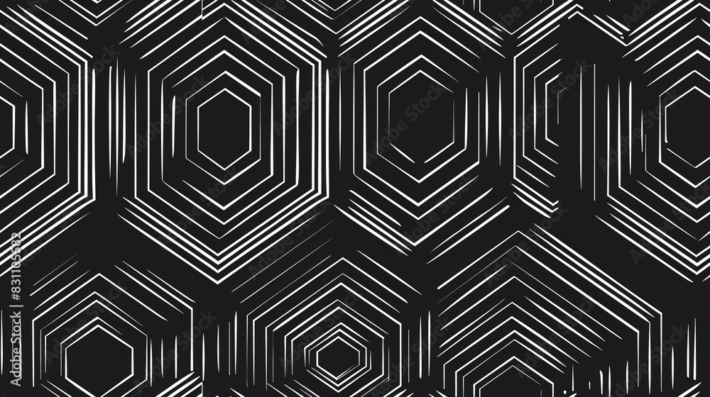 Seamless pattern of minimalistic hexagons and lines, creating a sophisticated geometric design in a modern style Seamless pattern of minimalistic hexagons and lines, creating a sophisticated geometric design in a modern style