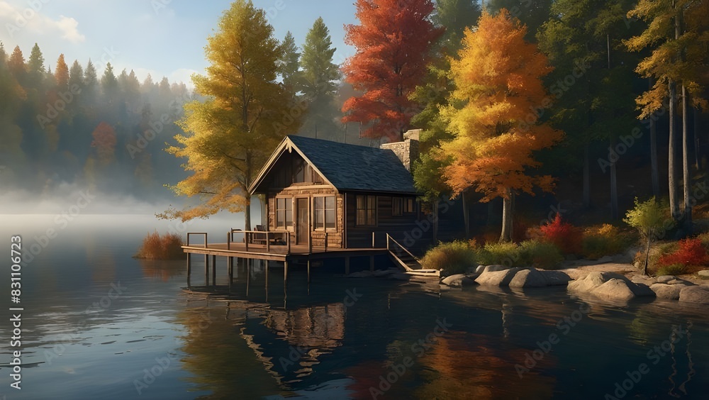 Fototapeta premium house on the lake