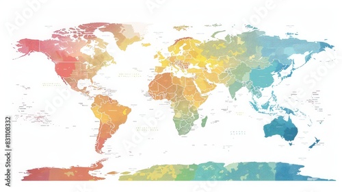 Design a world map indicating the major climate zones according to the climate classification. Use different colors to represent each climate type.