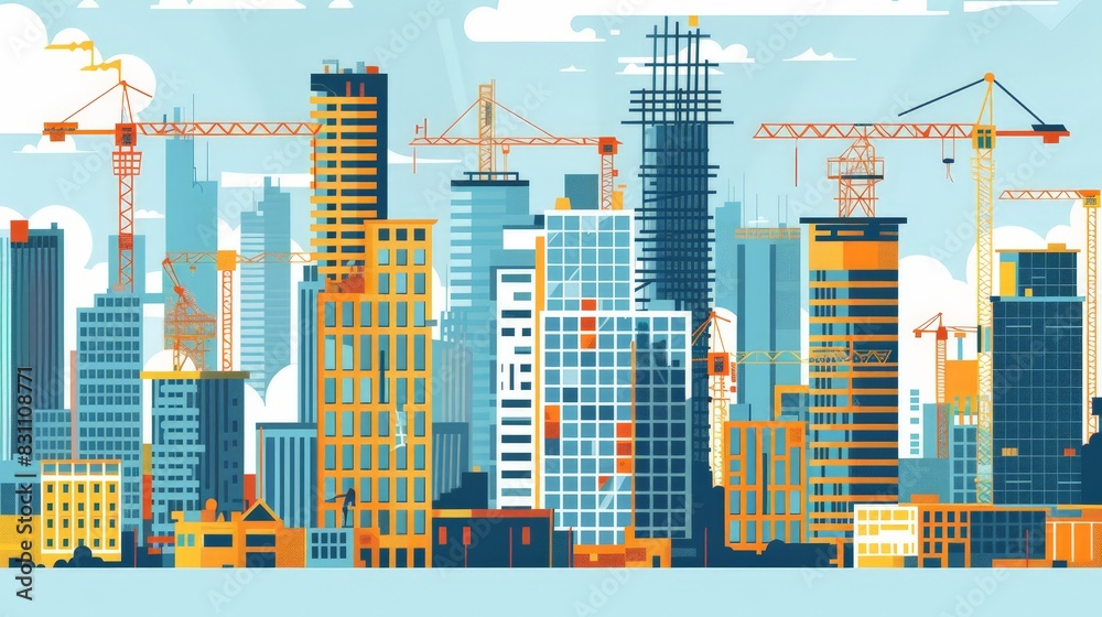 Design an infographic on the challenges and opportunities of urban construction. Highlight issues like limited space, infrastructure demands, and the need for sustainable development. Design an infographic on the challenges and opportunities of urban construction. Highlight issues like limited space, infrastructure demands, and the need for sustainable development.
