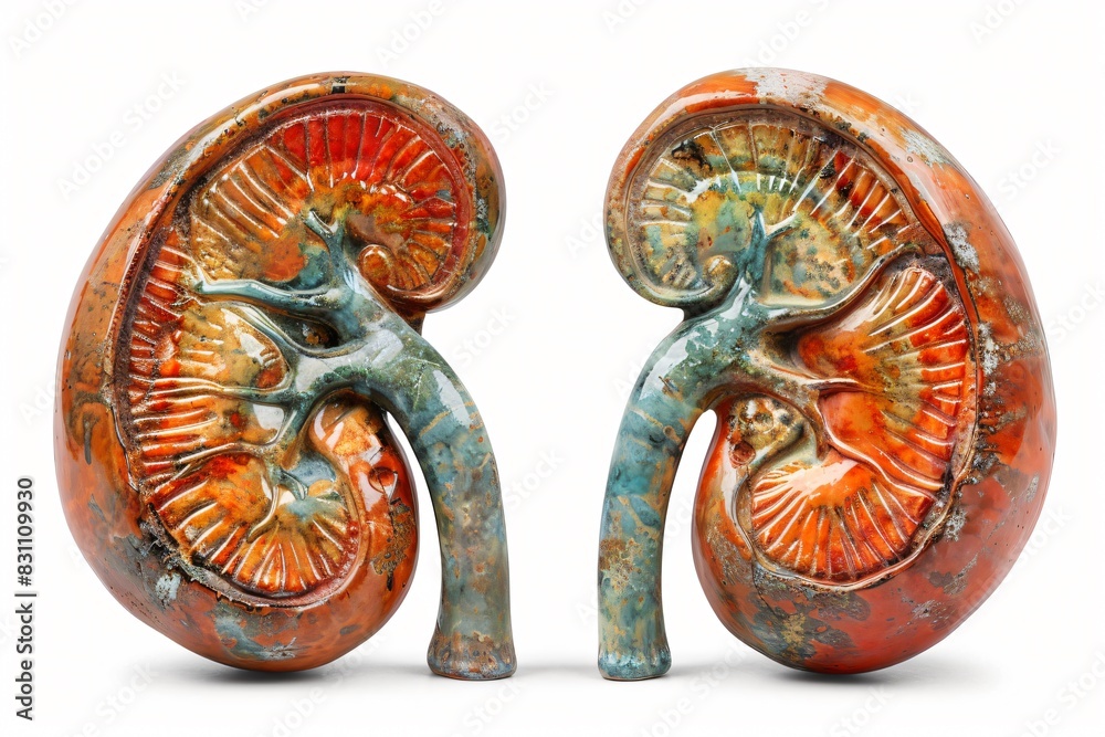 Two kidney sculptures on white background Two kidney sculptures on white background