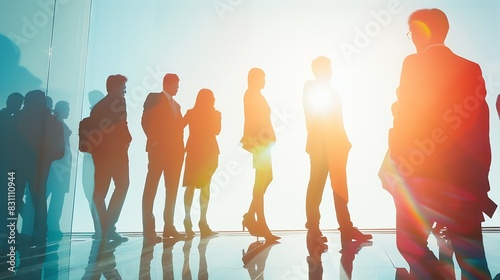 Group of Business People Meeting in Back Lit : Generative AI