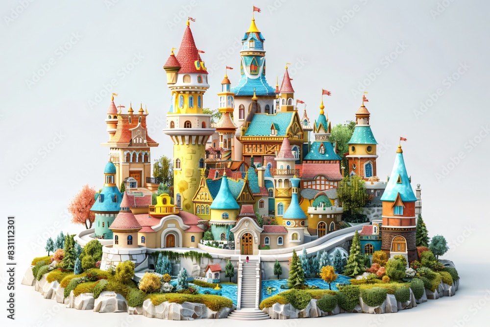 Obraz premium Castle bridge pond scene