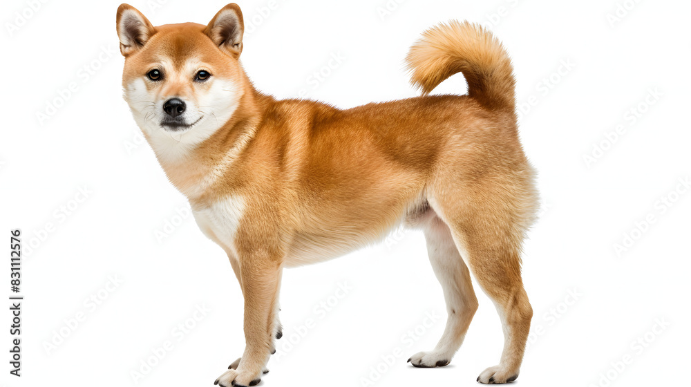 Portrait of a shiba inu isolated on white isolated on white background, vintage, png
