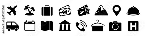 Travel icon black. Vocation icon set.
