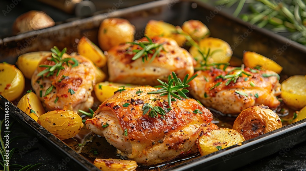 Fototapeta premium Roasted Chicken with Potatoes