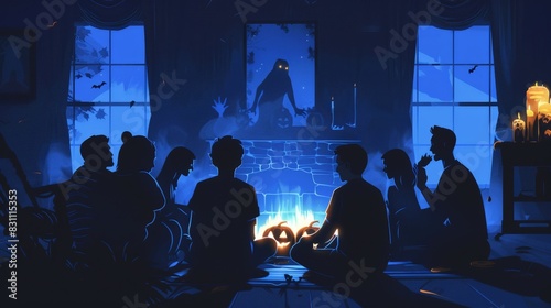 Hosting a spooky storytelling session with friends or family members taking turns sharing their favorite ghost stories.
