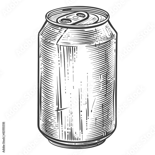 blank drink can canned drink with engraving sketch style black color only